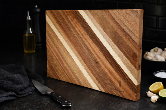 Acacia Wood Cutting Board, Japanese Style Butcher Block with Handles