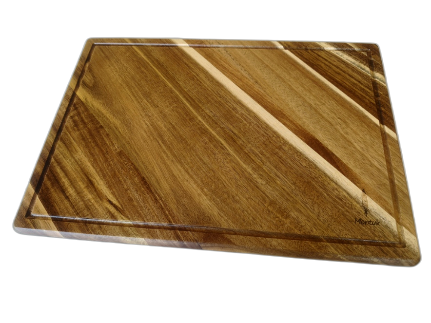 Acacia Wood Cutting Board Set, Japanese Style, Reversible with Juice Groove