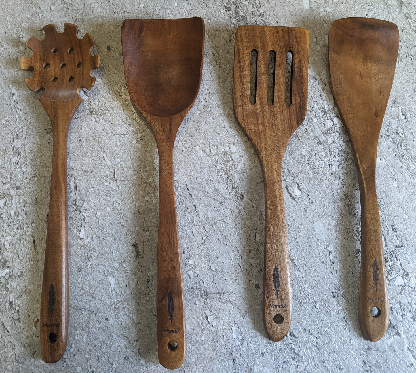 Montuk 12 Pcs Natural Teak Wood Cooking Utensils Set for Kitchen, Spoon Set.