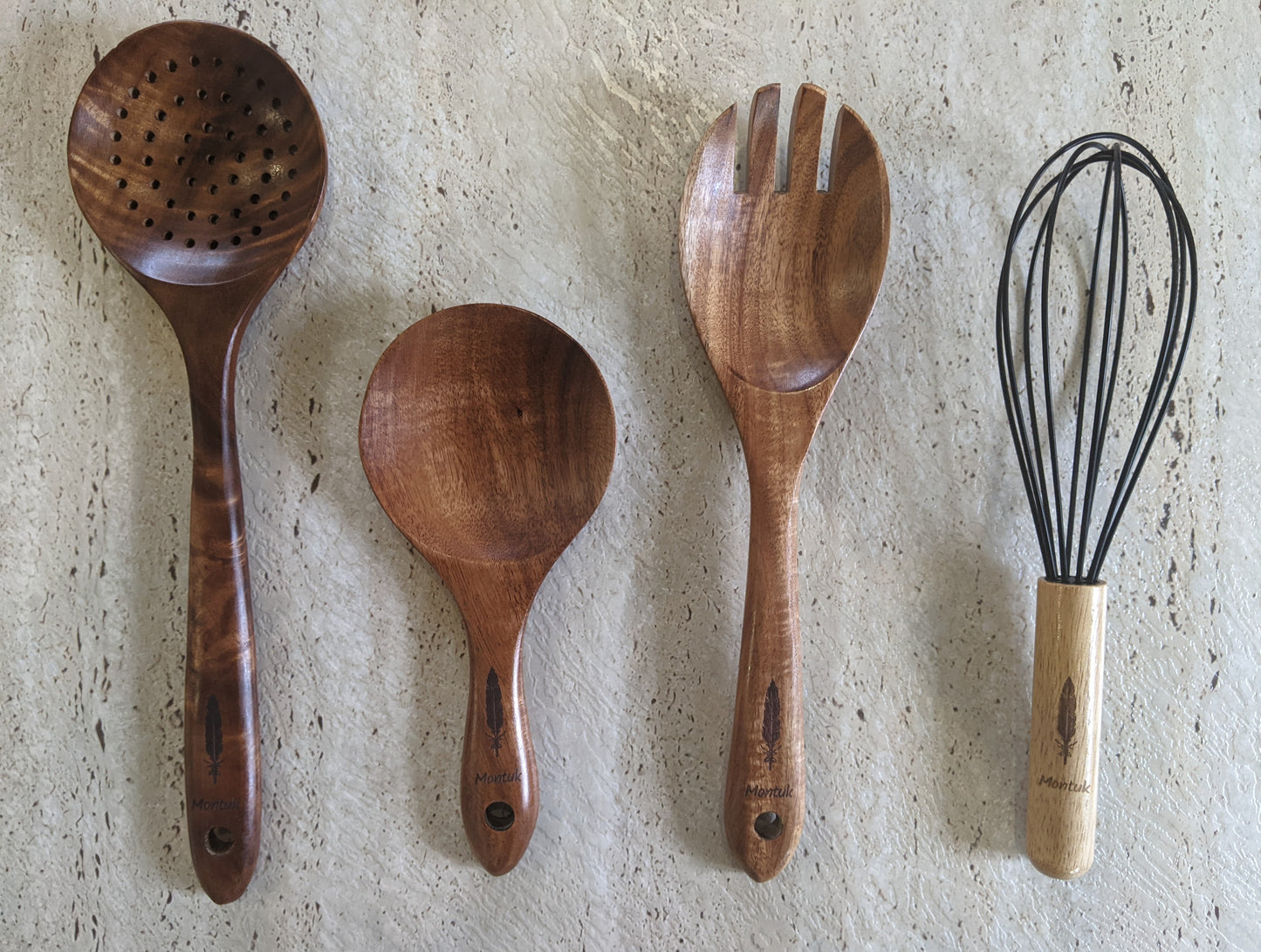 Montuk 12 Pcs Natural Teak Wood Cooking Utensils Set for Kitchen, Spoon Set.