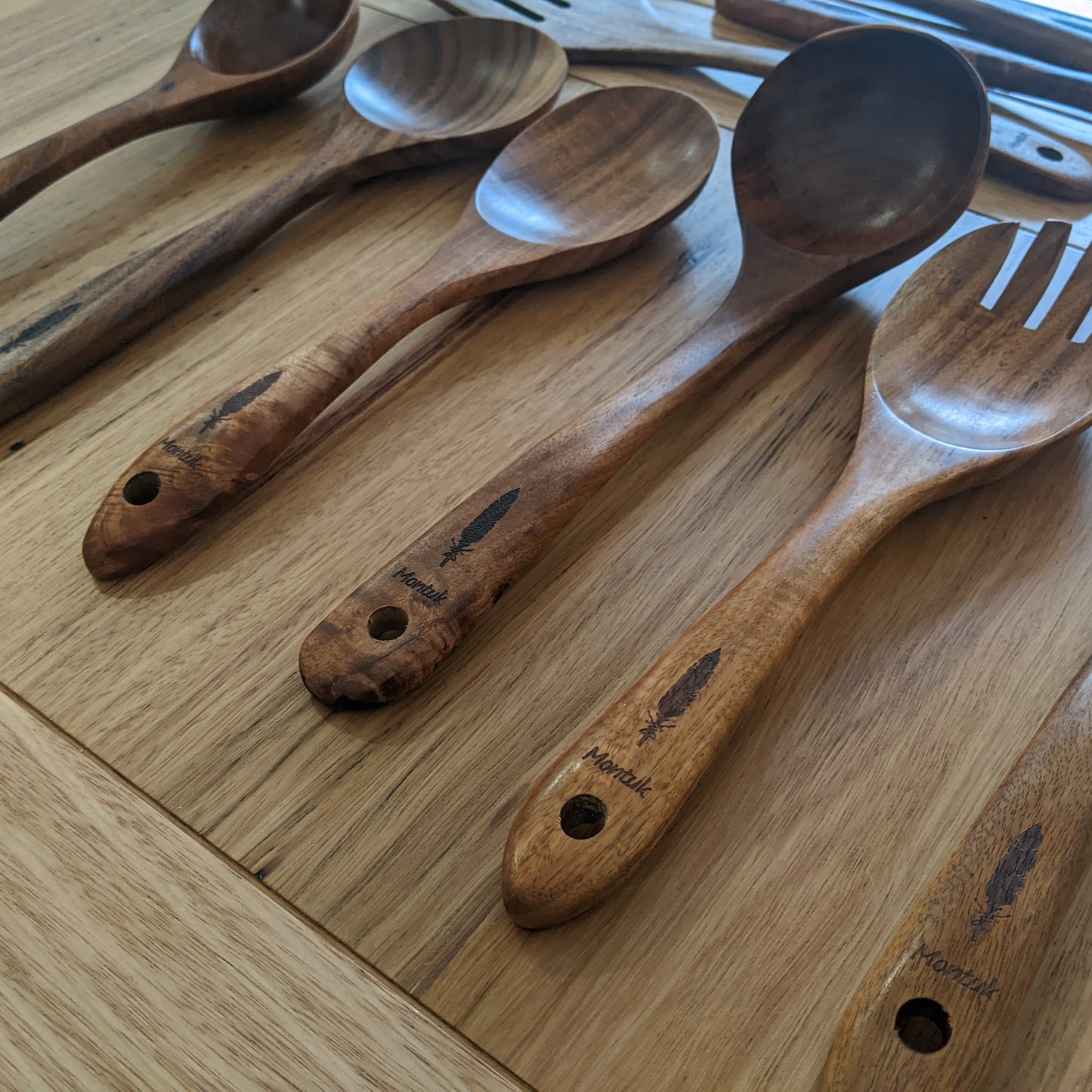 Montuk 10 Pcs Natural Teak Wood Cooking Utensils Set for Kitchen, Spoon Set.