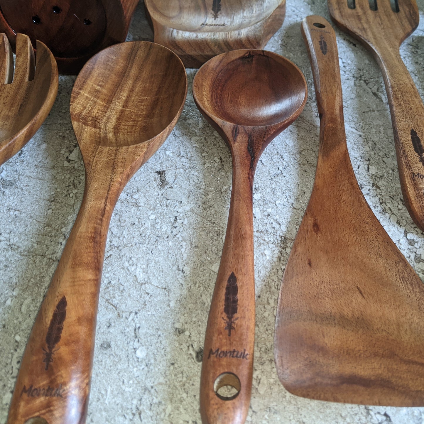 Montuk 9 Pcs Natural Teak Wood Cooking Utensils Set for Kitchen, Spoon Set.