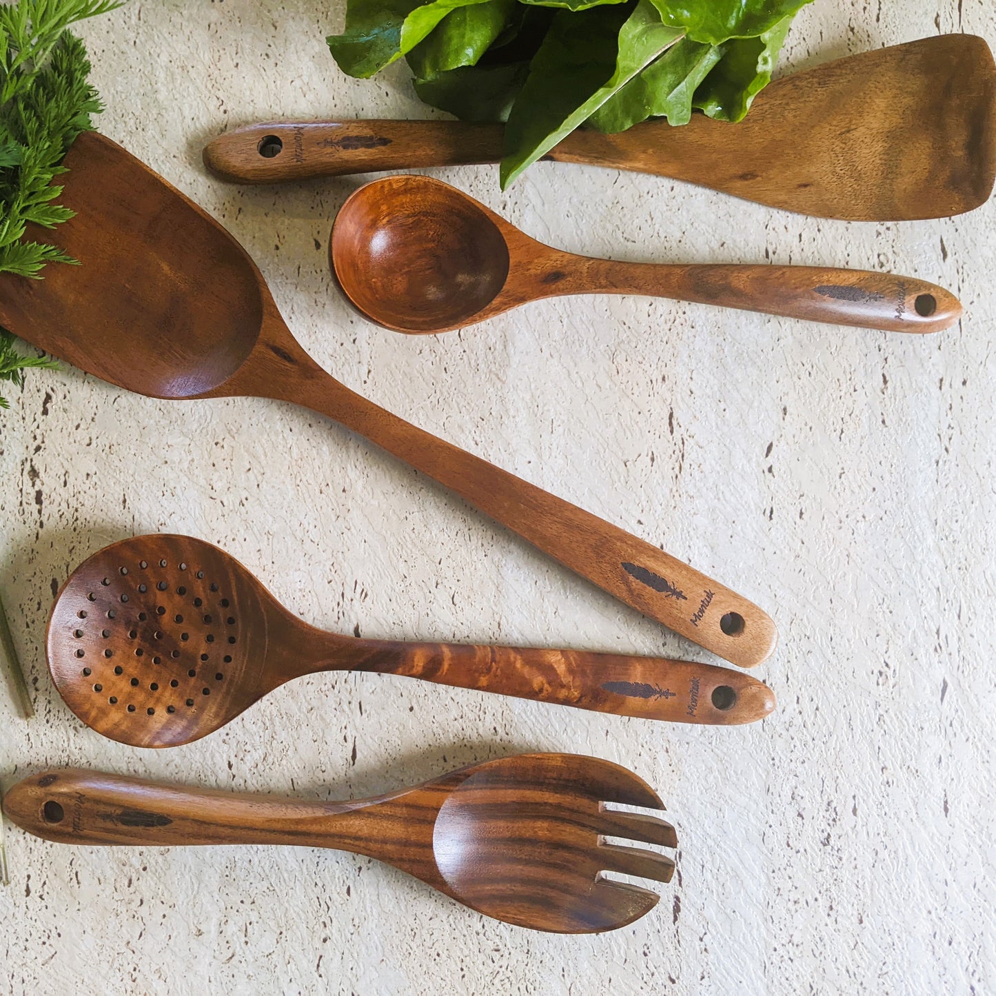 Montuk 5 Pcs Natural Teak Wood Cooking Utensils Set for Kitchen, Spoon Set. (Copy)