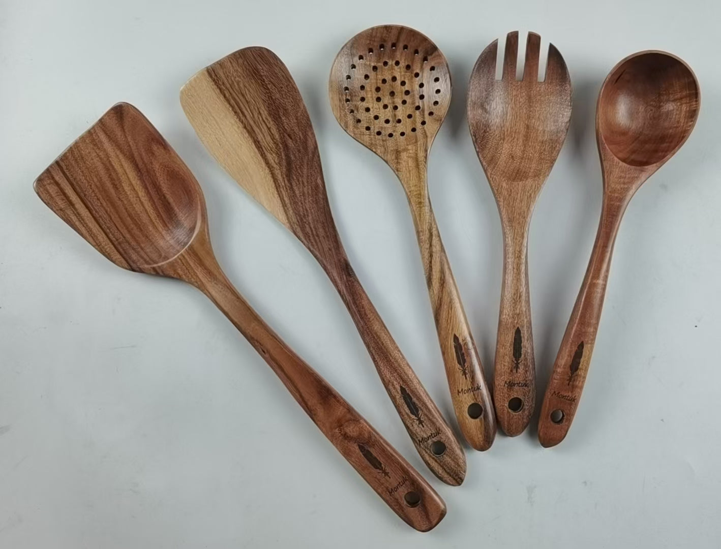 Montuk 5 Pcs Natural Teak Wood Cooking Utensils Set for Kitchen, Spoon Set. (Copy)