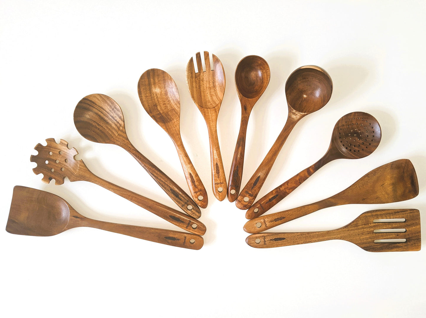 Montuk 10 Pcs Natural Teak Wood Cooking Utensils Set for Kitchen, Spoon Set.