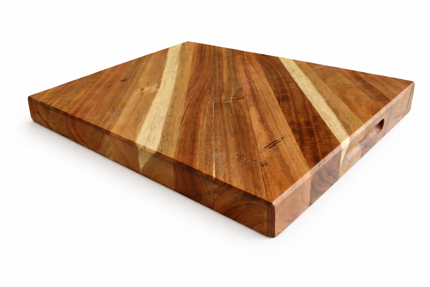 Acacia Wood Cutting Board, Japanese Style Butcher Block with Handles